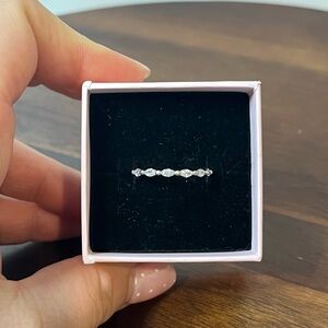 Sterling Silver 925 Marquise CZ Half Eternity Band Ring Size 7